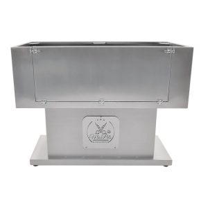Vasca dritta per toelettatura in acciaio inox con porta basculante 130×60 (completa)