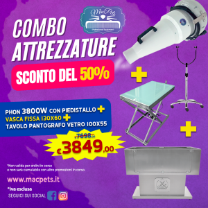 PROMO COMBO Phon 3800W + Vasca Fissa + Tavolo Pantografo Vetro